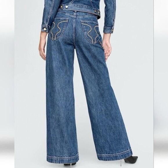 GAP x cultโgaia High Rise Stride Chain Jeans sz 30/10 Indigo - Picture 5 of 15